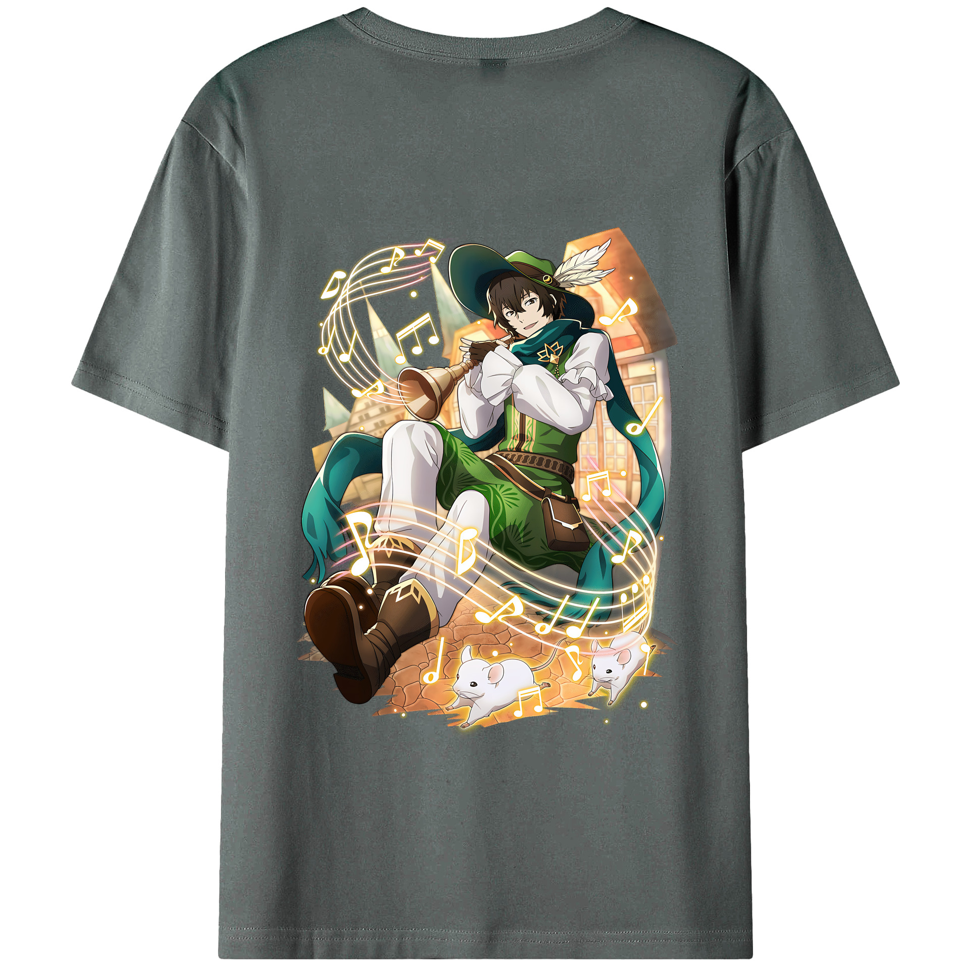 （画像用） 文豪ストレイドッグス Bungo Stray Dogs 綿100％ メンズ半袖Tシャツ（バックプリント） 通気性